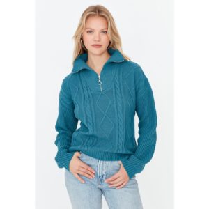 Trendyol Green Stand Up Collar Knitwear