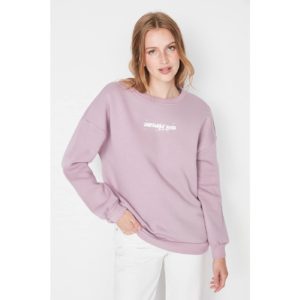 Trendyol Lilac Basic Front and Back Printed