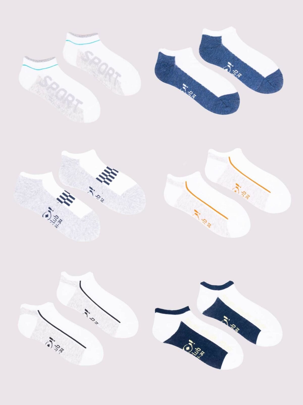 Yoclub Man's Boys' Ankle Cotton Socks Patterns Colours