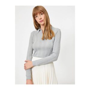 Koton Polo Neck Silvery Knitted