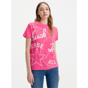 Růžové dámské tričko s potiskem Converse -