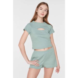 Trendyol Mint Cut-Out Detailed Camisole Knitted Bottom-Top