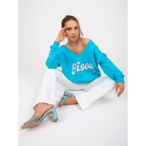 Blue and white printed sweatshirt without a