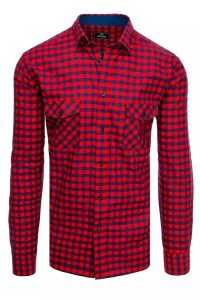 Men's navy blue and red checked shirt Dstreet