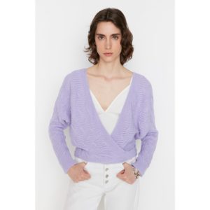 Trendyol Lilac Crop Double Breasted Detailed Knitwear