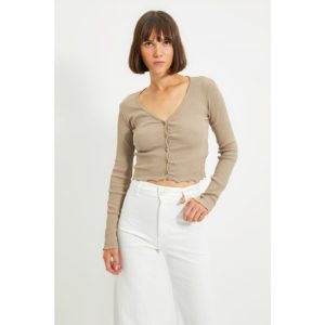 Trendyol Beige Buttoned Knitted