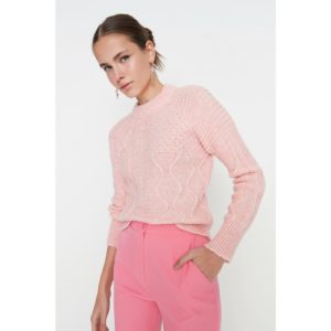 Trendyol Pink Crop Knit Detailed