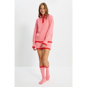 Trendyol Pink Zipper Detailed Socks Knitwear Bottom-Top