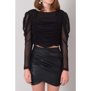 Black ruffled blouse from
