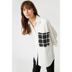 Koton Tweed Pocket Detailed Oversize Cotton