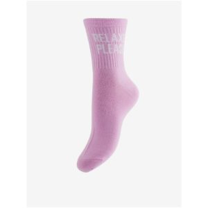 Růžové dámské ponožky s nápisem Pieces