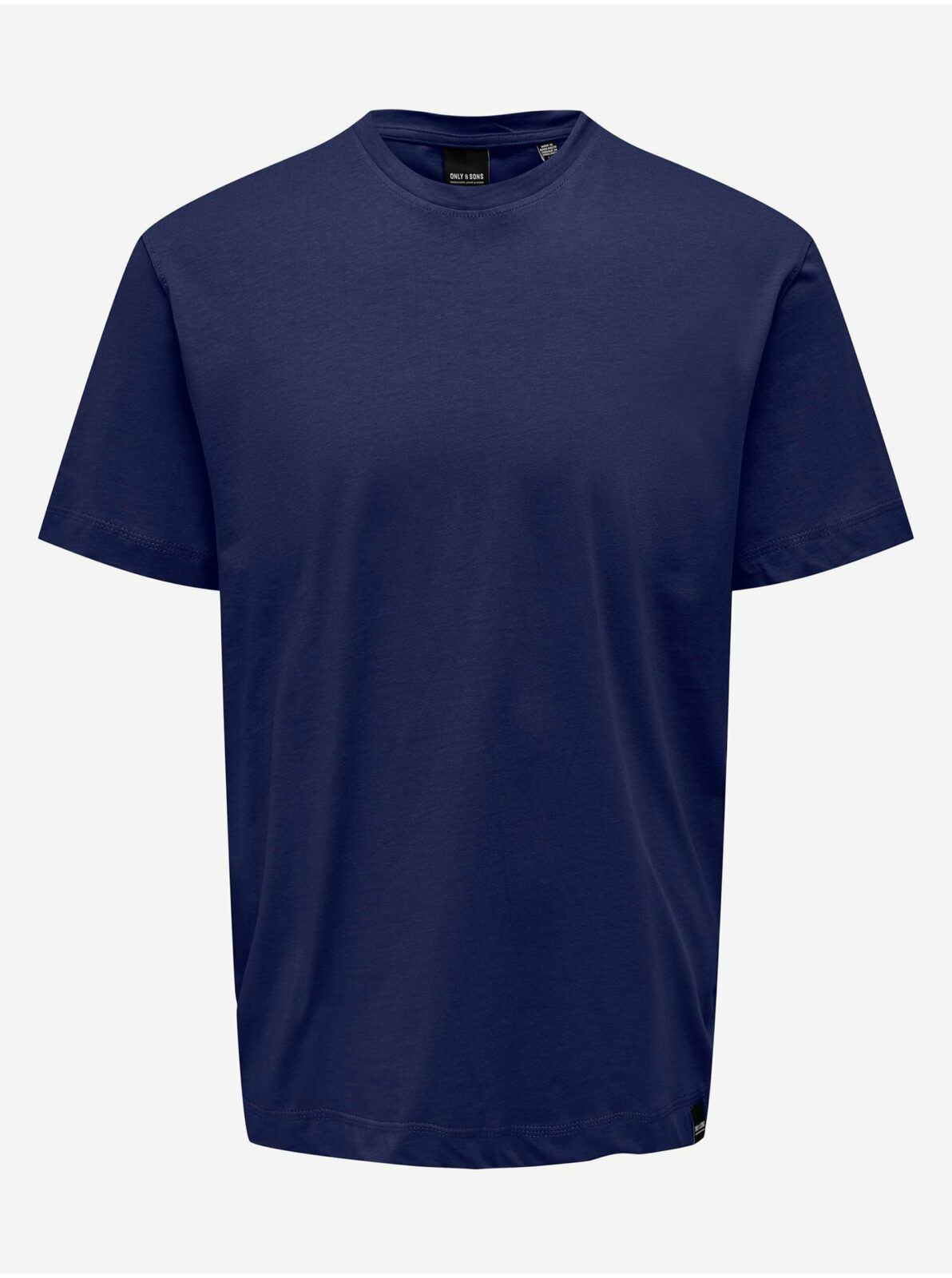 Tmavě modré pánské basic tričko ONLY &