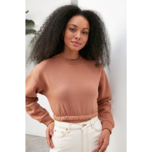 Trendyol Brown Crop Raised Thick Knitted