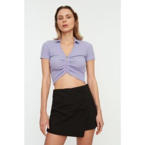 Trendyol Lilac Zipper Detailed Pleated