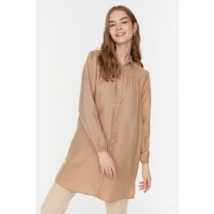 Trendyol Mink Natural Fabric Stitching Detailed Sleeve
