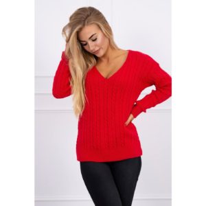 Braided sweater with V-neck