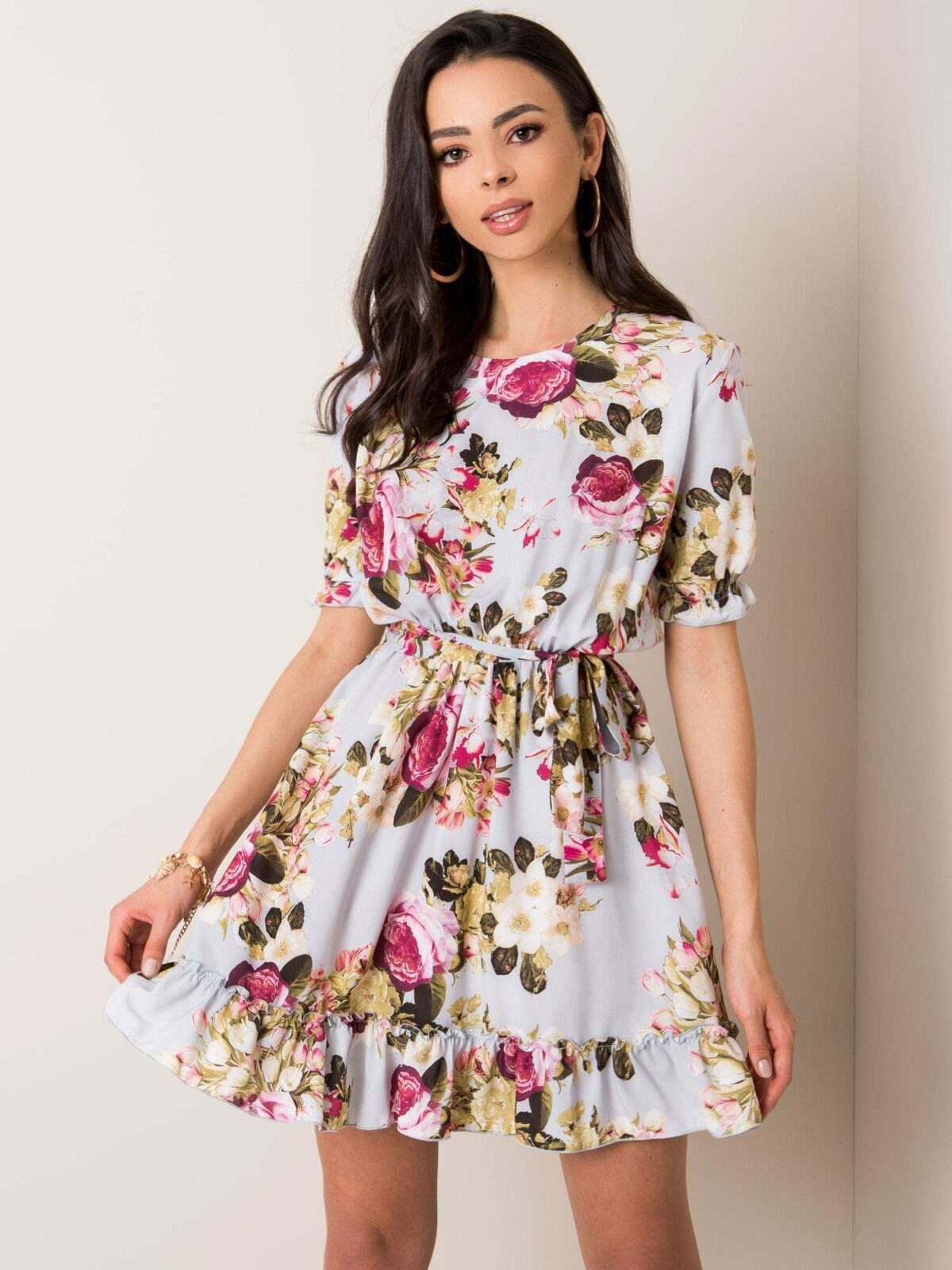 Gray floral dress with
