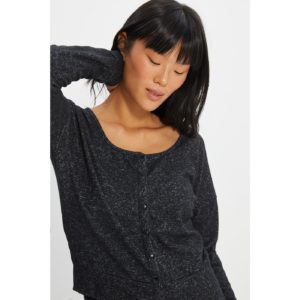 Trendyol Black Buttoned Soft Knitted