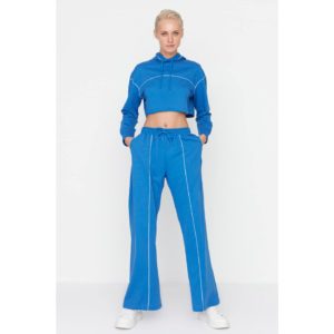 Trendyol Blue Oversized Stitched Thin Knitted Tracksuit