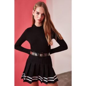 Trendyol Black Stand Up Collar Snap Snap