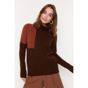 Trendyol Brown Color Block Knitwear