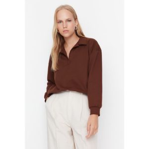 Trendyol Brown Polo Collar Knitted