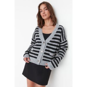 Trendyol Gray Striped Knitwear