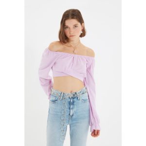 Trendyol Lilac Wrapped Waist Detailed Crop