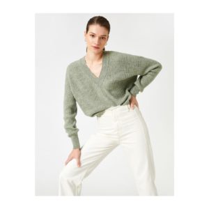Koton Crop Sweater V-Neck Long