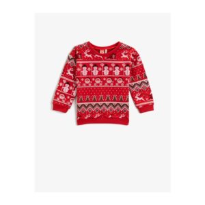 Koton Christmas Themed Sweatshirt Crew Neck