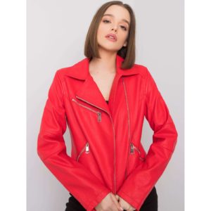 Red faux leather jacket