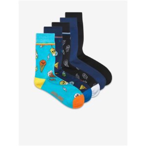 Sada pěti párů ponožek v modré a černé barvě Jack & Jones