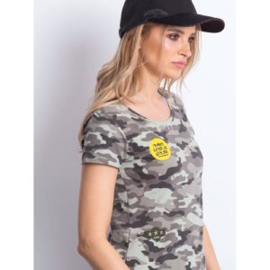 Green camo T-shirt with patches and