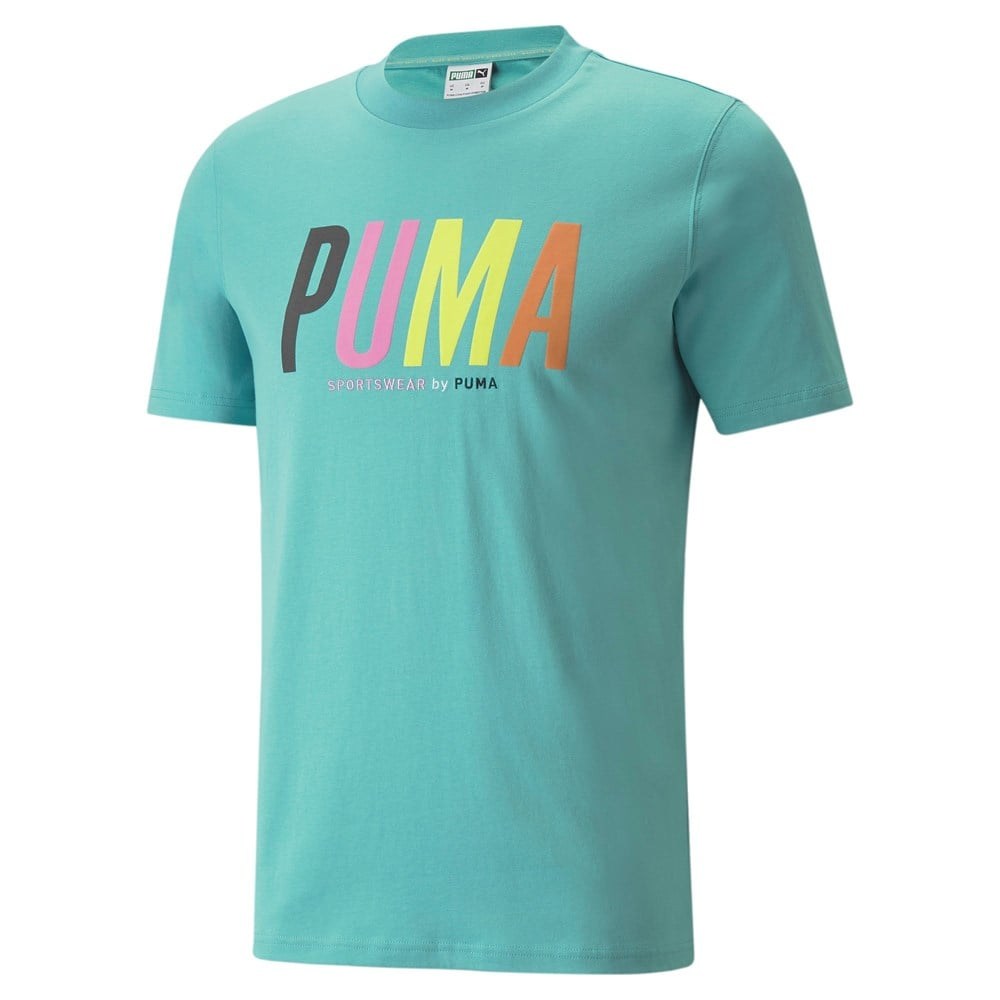 Tyrkysové pánské tričko s potiskem Puma