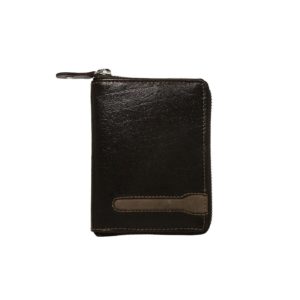 Men's brown leather wallet with zip