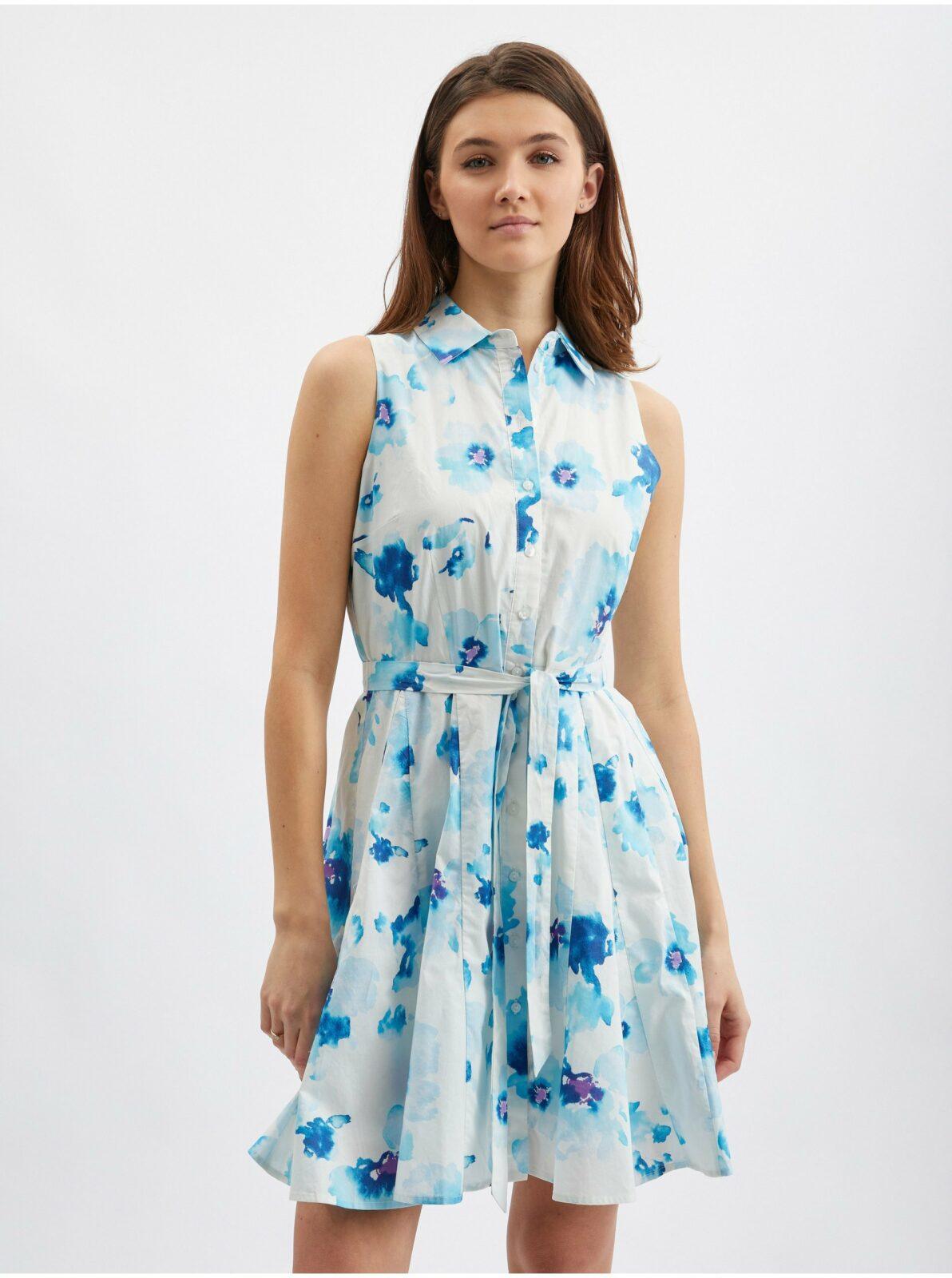 Orsay Modro-bílé dámské květované šaty