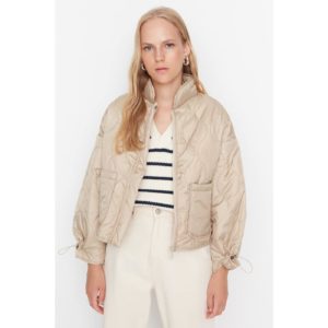 Trendyol Beige Oversize Sleeve Pleated Quilted