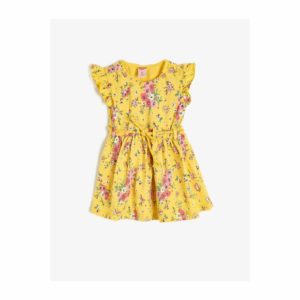 Koton Baby Girl Yellow Floral Patterned Crew
