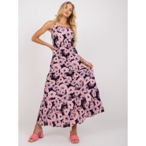 Navy and pink SUBLEVEL maxi dress with prints and