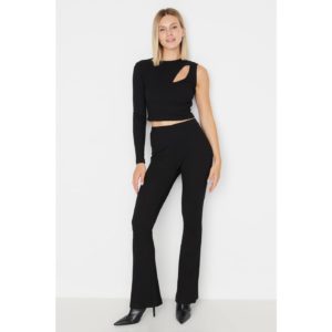 Trendyol Black Ribbed 2-Piece Knitted Bottom and Top