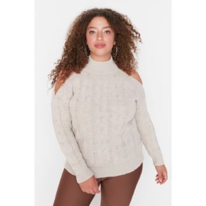 Trendyol Curve Beige Cut Out Detailed Crew