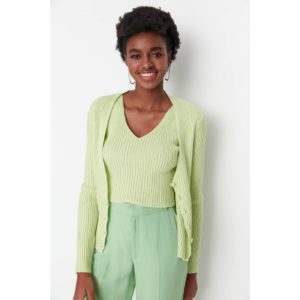 Trendyol Mint Roving Knitted Detailed Cardigan-Blouse