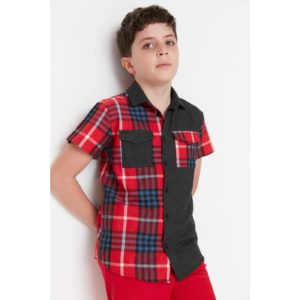 Trendyol Red Plaid Boy Knitted