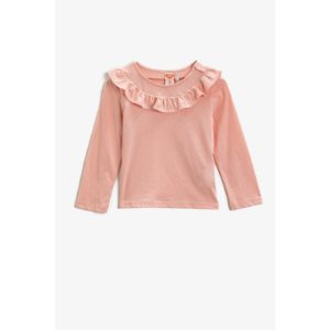 Koton Baby Girl Collar Frilly Pink T-Shirt