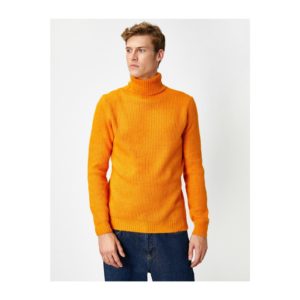 Koton Men's Orange Turtleneck Long Sleeve