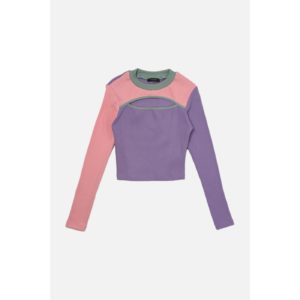 Trendyol Lilac Color Block Cut Out Detailed Knitted