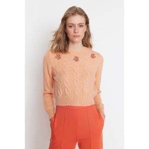 Trendyol Salmon Crop Embroidery