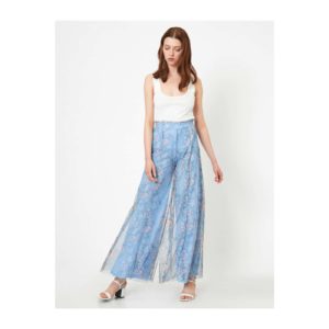 Koton Floral Printed Tulle Ruffle