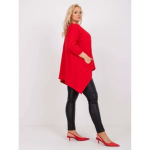 Red asymmetric plus size tunic with a