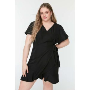 Trendyol Curve Black Double Breasted Collar